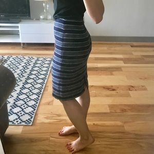 Loft Blue Stripped Work Skirt